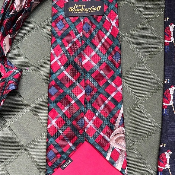 Festive Santa Silk Golf Themed Ties - Red and Blue - Picture 6 of 11